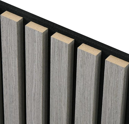 HOMCOM 4 Pack 3D Acoustic Panels, 24" x 24" Soundproof Wood Panels for Wall, Wood Slat Wall Paneling for Interior Ceiling, Office, Home Theater, Studio, Gray