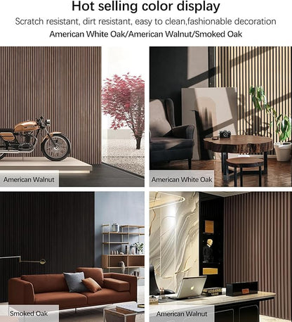 ARMURO Wood Panels for Wall - 2 PCS Wood Slat Wall Panel, Natural Walnut Veneer Acoustic Wall Panels - 12.6" W x 94.5" L