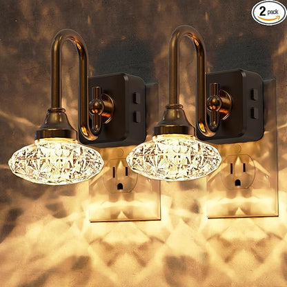 L LOHAS LED Night Lights Plug into Wall,2 Pack 10-Color Changing RGB Floral Night Lights, Dusk to Dawn,3 Brightness Levels,Rotatable Plug in Nightlight for Bedroom, Nursery, Hallway, Gift