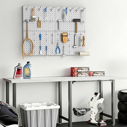 EVERHANGER Metal Pegboard Panels, Heavy Duty Pegboard Wall Organizer, Garage Wall Panels, Tool Storage Organization, 12"X16", 2pcs, Gray