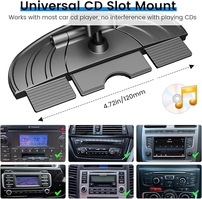 OHLPRO 15W Magsafe Car Mount Charger for iPhone 16, Fast Wireless Charging Magnetic CD Slot Holder with 3M Adhesive Base for Dashboard, Aluminum Shell, Compatible with iPhone 16/15/14 Pro Max, Black