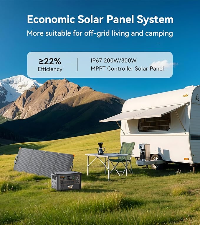 Pecron Portable Power Station F3000LFP with Cart Kit, 3072Wh Solar Camping Generator, 3600W Solar Generator for RV, Home Use, CPAP