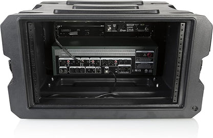 Gator Cases Pro Series 6U Rolling Rack Case with 19" Depth, Tow Handle & Recessed Wheels, Roto Molded Made in USA (G-PROR-6U-19)