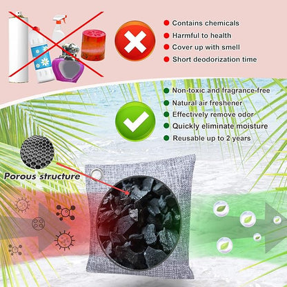 Mayunuo Activated Charcoal Odor Absorber for Strong Odor, Basement, Cars, Closets, Shoes, Smoke. 8 Pack Bamboo Charcoal Air Purifying Bags Deodorizer Odor Eliminator for Home