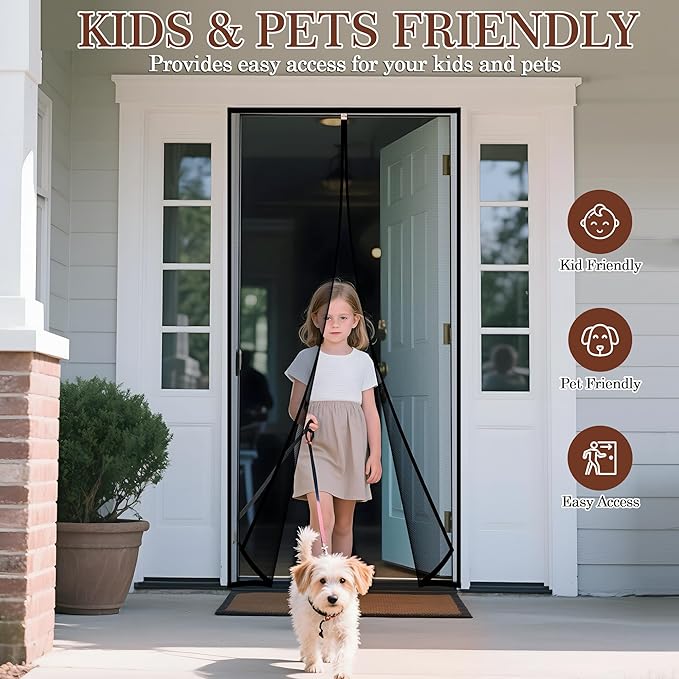 Yotache Magnetic Screen Door Fits Door Size 38 x 78, Screen Size 40" x 79" Door Screen Magnet for Walk Through Sliding Door Black