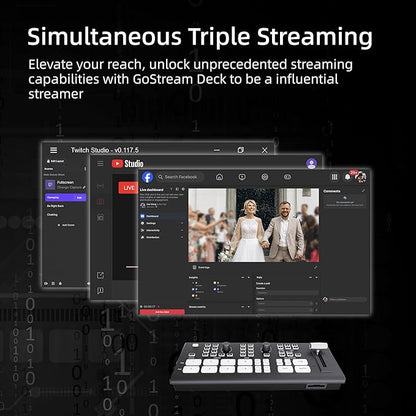 Osee GoStream Deck Pro HDMI Live Stream Switcher, Video Mixer Switcher 6 HDMI, 2 USB, 8 Macro Buttons, MultiSource, Three Streams Simultaneously, Phone Out, UVC & NDI Updatable