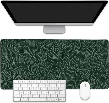 EOBKLAX Golden Tropical Leaf Large Gaming Mouse Pad,Waterproof Desk Mat for Desktop,Non-Slip Rubber Base Mousepad with Stitched Edges for Laptop Office and Home 35.4X15.7 Inch