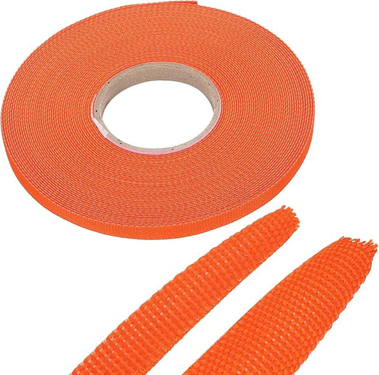 MECCANIXITY Braided Cable Sleeves Heat Shrinkable Fabric Sleeving, 1/4" 60ft Orange 2:1 Ratio Heat Shrinkable Cord Protector for Harness Cable, Network Cable Protection, Cable Management