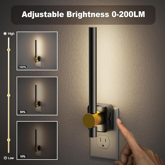 JandCase Night Lights Plug into Wall,0-200LM Dimmable LED Nightlights, 2 Pack Daylight White 5000K Vanity Night Light With Auto Light Sensor for Bathroom Dressing Room