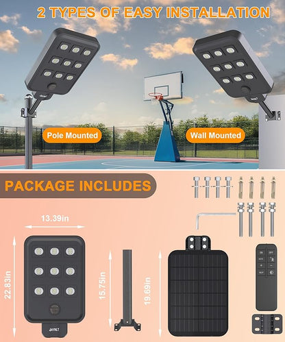 JAYNLT X-10000W Solar Street Lights Outdoor, Ultra-Large 6500K Commercial Parking Lot Lights Dusk to Dawn,IP67 Waterproof Solar Power Flood Security Light for Farm,Shop