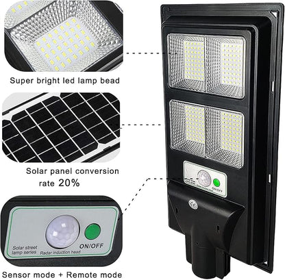 Lysed 10000LM Solar Lights Outdoor,6000K Dusk to Dawn Security Led Flood Light,Remote Control Solar Street Lights for Yard, Garden,Parking Lot