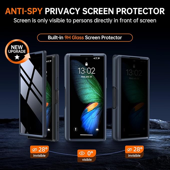 MOBOSI for Z Fold 6 Case with Privacy Screen Protector [Compatible with Magsafe], [Built-in Kickstand&Full Body Hinge Protection] Shockproof Phone Cover for Samsung Galaxy Z Fold6, Black