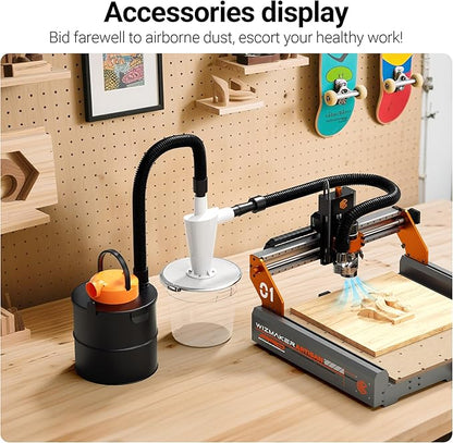 Supports 300W Spindle/500W Spindle Motor CNC Machines CNC Vacuum Cleaner with Dust Boot and Secondary Separation Bucket CNC Router Milling Machine Dust Collector