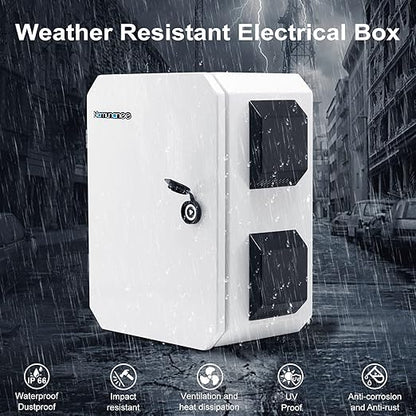 Outdoor Electrical Box, Cold-Rolled Steel Plate, Aluminum Alloy Back Beam, One-Piece Ventilation Design, IP65 Waterproof, Wall/Pole Mounted (15.7" x 11.8" x 7.9")