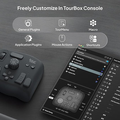 TourBox NEO - Customizable Editing Controller, Video Photo Color Grading Speed Editor, Mac/PC Intuitive Control Productivity for Adobe, Davinci and More, Programmable Keyboard Set with Cable and Bag