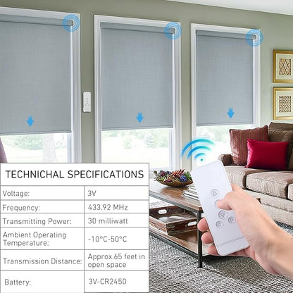 Replacement Remote for Roller Blinds - 5-Channel Compatible with Rollerhouses ERB22/ERB25/EY1612/EY2512 Motors - NOT Universal (Verify Your Original Controller Before Purchase)