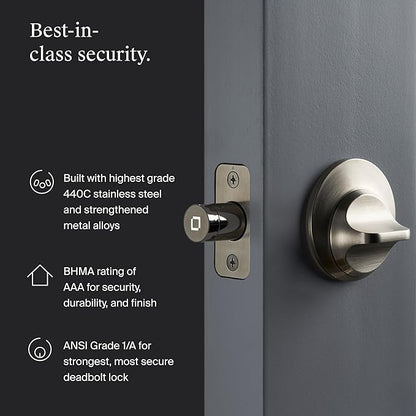 Level Lock+ (Matter) Smart Lock - World's Smallest, Most Advanced Matter-Over-Thread Deadbolt Plus Apple Home Key - Keyless and Remote Access via Apple, Alexa, Google Home, SmartThings (Matte Black)