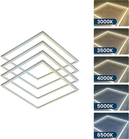 Nothing BUT LEDs 2x2 FT Edge-Lit Frame LED Flat Panel Lights, 5CCT Selectable 3000K‑6500K & 20W/30W/40W, 5000LM, 0‑10V Dimmable, Drop Ceiling Grid Light Fixture, ETL & DLC Listed, 100‑277V – 4 Pack