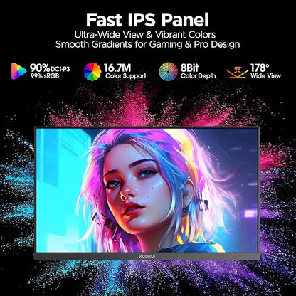 KOORUI 24.5 Inch Gaming Monitor 200Hz, 1ms, FHD(1920 * 1080p) IPS Display, HDR400, 90% DCI-P3 Color Gamut with Adaptive Sync, HDMI & DP Port, Black, G2511P