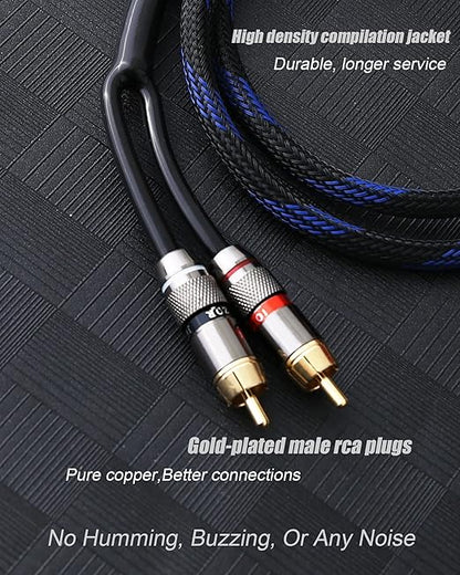 Diaianyfi Audiophile RCA to 2RCA Subwoofer Cable,1 RCA Male to 2 RCA Male Audio Cable RCA Y-Adapter,Oxygen-Free Copper,Nylon Braided Jacket (9.9fFT)