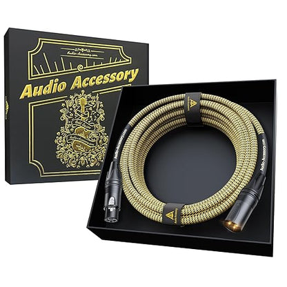 AA AUDIO ACCESSORY Gold Series Star Quad XLR Cables 15ft, Neutrik Connectors, 19AWG Microphone Cable, Kevlar-Reinforced Nylon Braided Handmade Mic Cable, 100% Coverage OFC Braid and Al-Foil Shielding