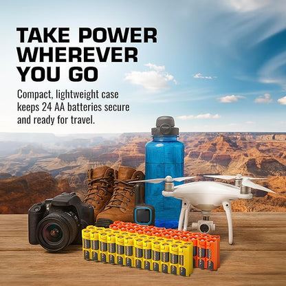 AA Battery Storage Caddy by Storacell, Orange - Holds 24 Batteries (Not Included)