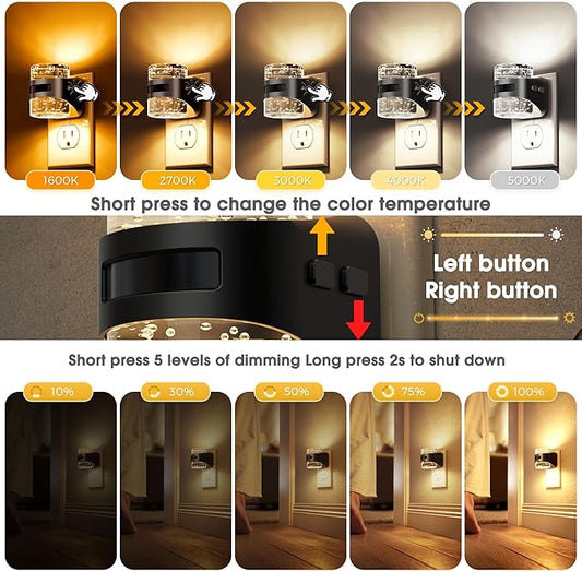 L LOHAS LED Motion Sensor Night Light, Bubble Night Lights Plug into Wall,5CCT Color Temperature Change Night-light,Dimmable Nightlights with Dusk to Dawn Sensor for Rooms Bathroom Hallway