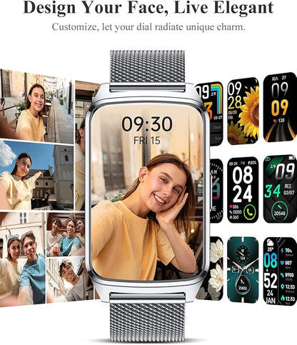 Fitness Tracker Watch for Women Men, Step Counter Compatible with iPhone Android, IP68 Waterproof Activity Tracker with Sleep Monitor, 110+ Sports Pedometer (Minimalist, Cold Steel Silver, 1.57)