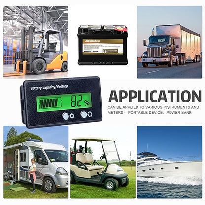 Battery Monitor with Bracket DC 12V 24V 36V 48V 60V 72V 84V Car Motorcycle Golf Cart Battery Voltage Meter Digital Capacity Indicator Gauge Voltmeter Testers for Acid & Lithium ion Ba-ttery