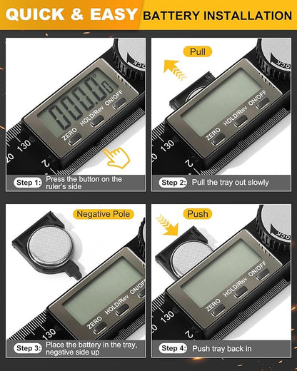 Protractor, Digital Angle Finder Protractor with LCD Display, 2-in-1 360° Angle Measuring Tool and Ruler, Precision Digital Protractor Ruler for Woodworking, Construction, Carpentry
