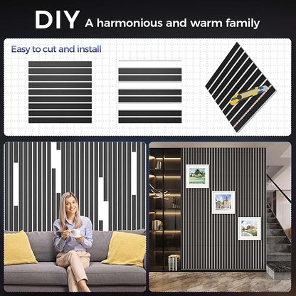 BSHEAD 8 Pack 2-Layer Large Soundproof Wall Panels, 15.7 x 15.7 x 0.43 in Sound Proof Foam Panels for Walls, 0.9lb/ft³ High Density, 3D Acoustic Panels,Artistic Noise Dampening Panels Black&White