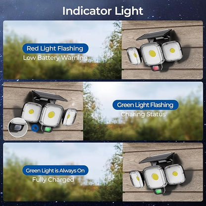 ESLIGHTION Solar Motion Sensor Outdoor Lights, 3 Modes LED Security Flood Light with Remote Control, IP65 Waterproof Solar Powered Outside Wall Light for Garden Patio Garage Yard (Black, 2 Pack)