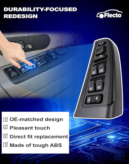 Flecto 15883323 Master Power Window Switch & Bezel Driver Side Compatible with 2003-2007 Chevy Avalanche/Silverado/GMC Yukon/Cadillac Escalade
