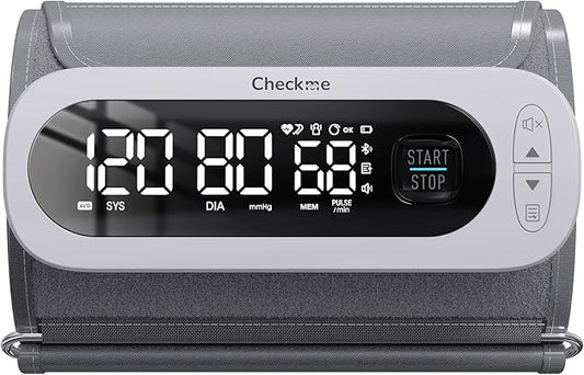 Checkme Rechargeable Blood Pressure Monitor, Automatic Upper Arm BP Machine, Large Clear Numbers, Voice Broadcast, 2-User Mode, 2x199 Memories, Large Cuff, Unlimited Cloud Storage via Bluetooth APP