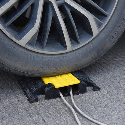 OranLite Heavy-Duty Rubber Cable Protector Ramp, Floor Cable Wire Cord Cover Speed Bumps 22000 Lbs Load Capacity, Driveway Hose Cable Ramp Protective Cover for Indoor Outdoor (Small 2-Channel x 4Pcs)