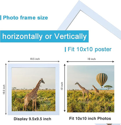 TKYGU 10x10 Picture Frame Set of 3, white Wooden Frame 10 by 10 Square Wall Gallery Poster Photo frame with Durable Shatter Resistant Plexiglass for Wall Hanging best gift