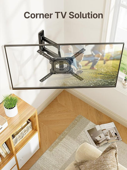 monTEK Full Motion TV Wall Mount for 23–65 Inch Flat & Curved TVs and Monitors, Swivel & Tilt Articulating Bracket, Max VESA 400x400mm, Holds up to 77 lbs, Perfect Center Design