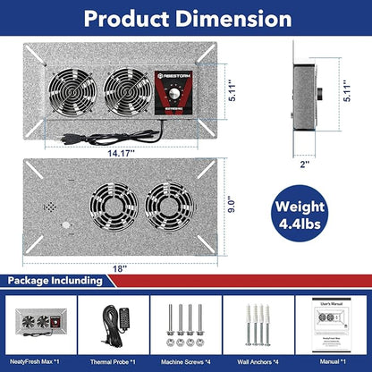 Abestorm Crawlspace Ventilation Fan with Humidistat, Basement Vent Fans with Dehumidistat & Freeze Protection Thermostat, Dual Air Vent Fan for Basement/Kitchen (220 CFM Airflow)