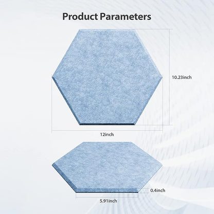 Amantech 12 Pack Acoustic Panels Self Adhesive Sound Proof Foam, High Density Sound Acoustic Foam Panel, 12X10.23X0.4 Inch Hexagon Wall Panels in Home,Office,Reccording Room,Studio(Light Sky Blue)