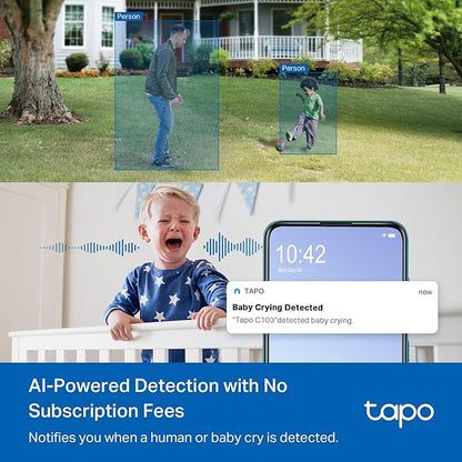Tapo 2K 3MP Pan/Tilt Indoor/Outdoor Security Camera - Free Person/Baby Cry Detect & Motion Track, 360° View, Color Night Vision, SD/Cloud Storage, Works w/Alexa & Google Home HybridCam 360