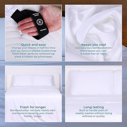THE LAD COLLECTIVE 3.0 Bedding Set Twin XL Size 4 Pieces Premium Bed Set with Fitted Sheet, Top Sheet, and 2 Pillowcases, Malibu White