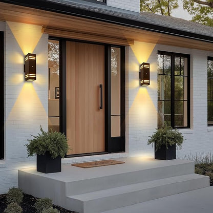 MZLITI 2-Pack Bronze Dusk to Dawn Outdoor Lights, Wall Light Wtih LED Bulbs, Modern Up Down Lights Outdoor, IP65 Waterproof Exterior Lighting Fixtures, Outside Lights for House for Porch, Garage