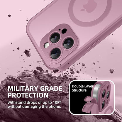BERFY Magnetic for iPhone 14 Pro Max Case,Compatible with MagSafe,Built-in Privacy Screen Protector and Upgraded Camera Protection,Anti-Spy Full Body Shockproof Phone Case for 14 Pro Max,Palevioletred