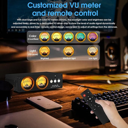 Douk Audio L3 RCA Audio Switch 1 in 3 Out & 3 in 1 Out, 3 Channel Switcher Selector Box with Remote Control & VU Meter & Bypass for PC, Amplifier, Speaker