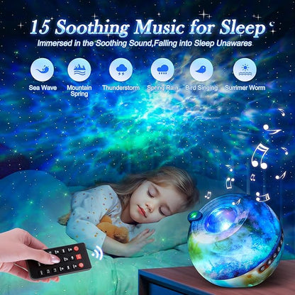 Galaxy Projector for Bedroom, 15 Colors Star Projector for Kids Night Light for Kids, 15 White Noise Sound Machine with Light Galaxy Light Projector for Bedroom, Remote Ceiling Star Lights for Bedroom