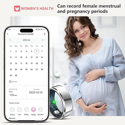 RIFESI Smart Ring for Women Men, Fashion Minimalist Fitness Ring & Sleep Tracker Ring with Heart Rate, Blood Pressure,5ATM Waterproof Health Ring,Gifts for Women Men Gift,No Subscription (10,Black)