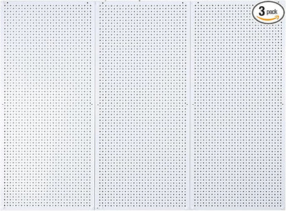 Daanxw Pegboard Rack Garage Storage Steel Horizontal PegBoard Pack,Steel Pegboard Heavy Duty- 3 Pack 16-Inch X 36-Inch Metal Peg Board Tool Organization Panels (White)