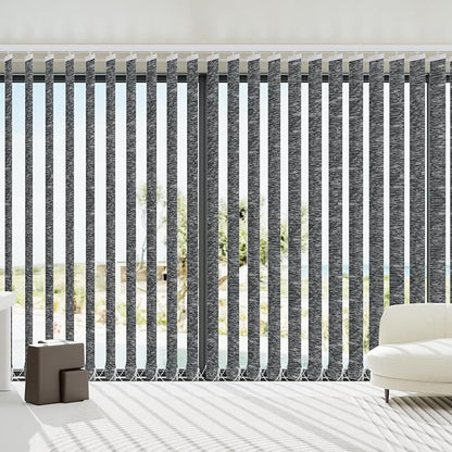 Blindify Motorized Vertical Blinds Compatible with Alexa Google Home, Light Filtering Sliding Door Shades Smart Vertical Blinds Remote Control Customize, Jacquard Dark Grey