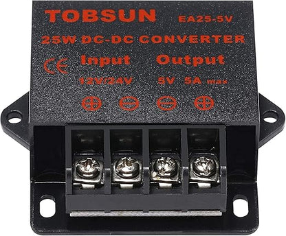 DC 12V/24V to 5V 5A Converter - Voltage Reducer Regulator, Step Down Buck Converter Power Supply Transformer Module (12V/24V to 5V 5A)