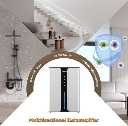 PTHRAOUTA Home Dehumidifier with Drain Hose, (950 sq.ft) 95oz Quiet dehumidifier for Bedroom Bathroom, with Air Reusable Filter Indoor deshumidificador for Basement RV Closet